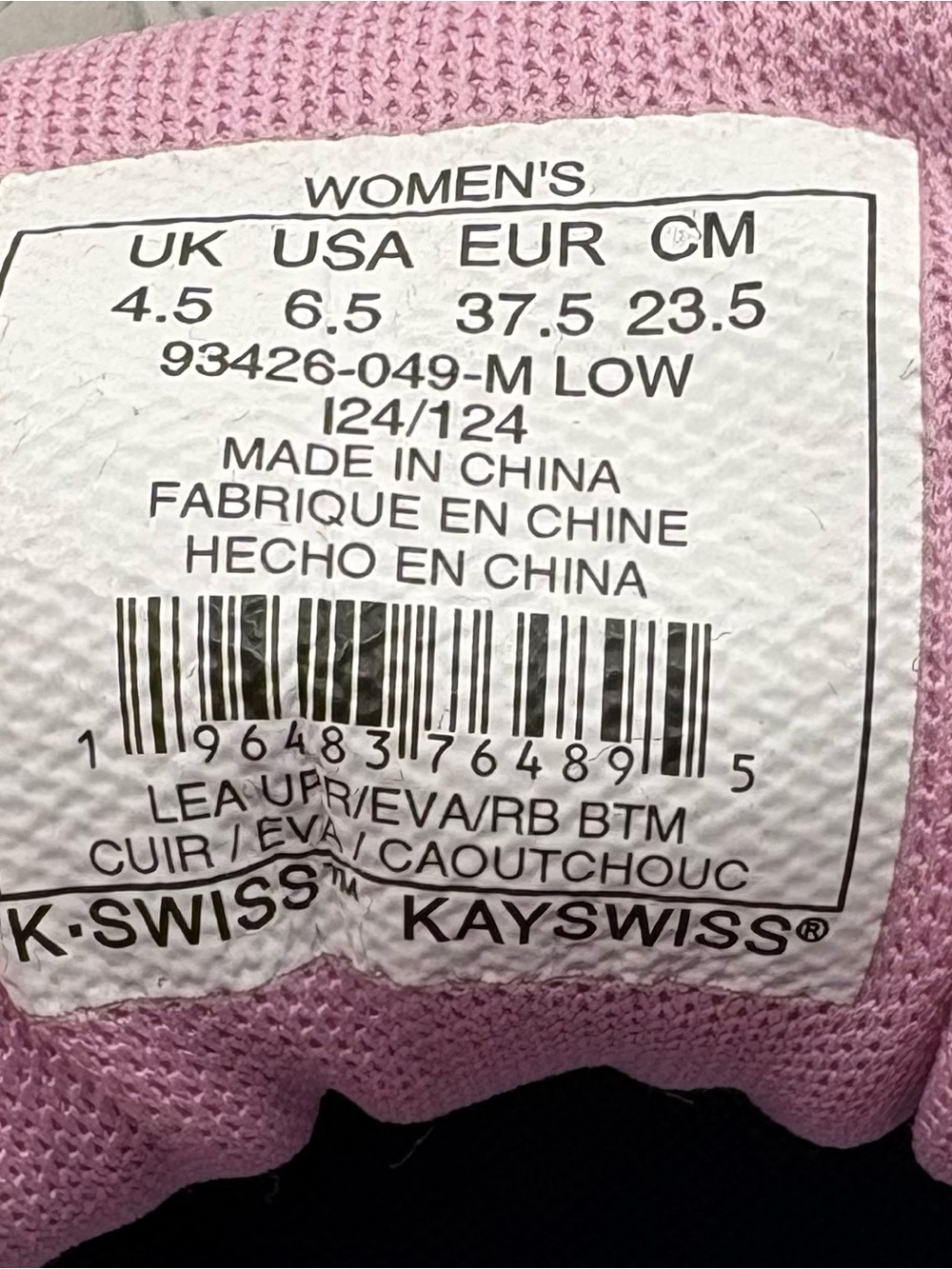 K-Swiss Women's Light Gray and Pink Lace-Up Sneakers ST329 CMF 6.5M Box Included - Picture 16 of 16